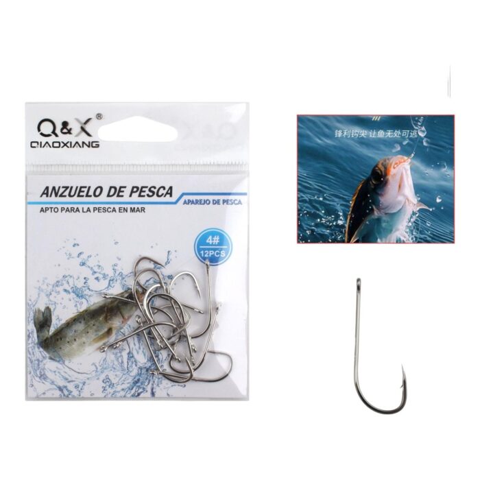 (Anzuelo) Backthorn White Hook 4# 12 Piezas - Imagen 1