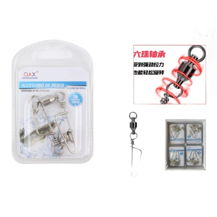 60361924 (Accesorios Para Artes De Pesca) Rodamiento Giratorio + Pasador En Forma De Zorro 7# 2Pcs - Imagen 1