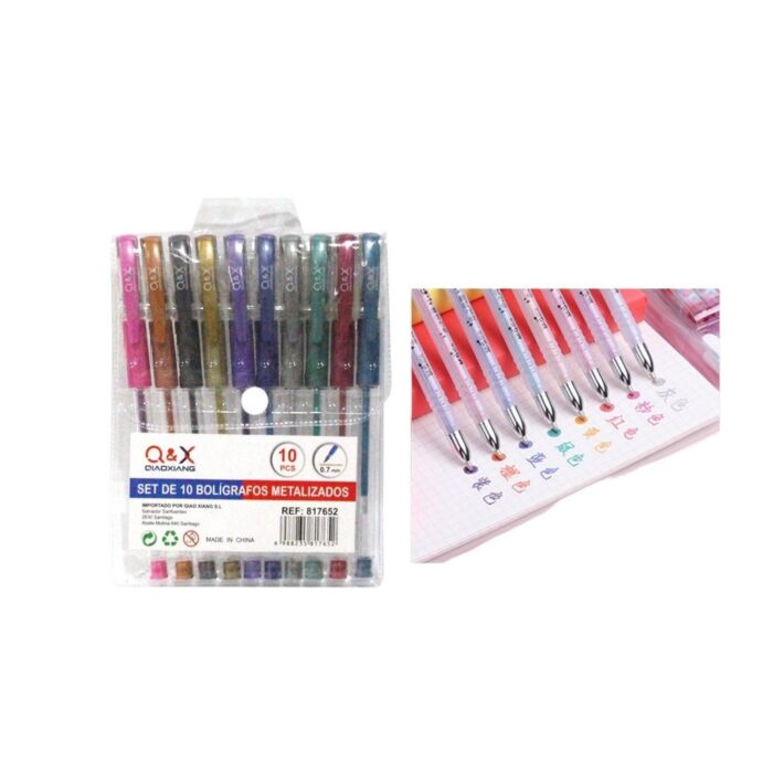 629e083e-40f2-4bae-90bf-0722a55f2d97-1.jpg Set 10 Boligrafos Metalizados 0,7Mm - Imagen 1