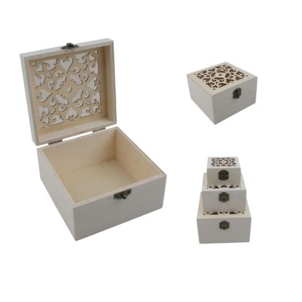 Set de tres piezas de caja de madera 30216