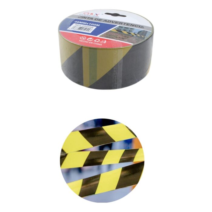 Cinta de advertencia amarillo-negro 4.8cm x 100m (sin adhesivo) - Imagen 2