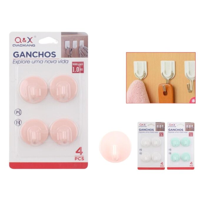 M-10921-N Gancho Adhesivo Plástico Redondo X4 - Imagen 1