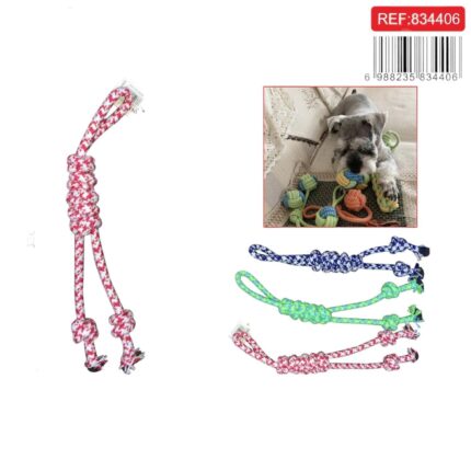 Juguete De Cordel Para Mascotas Con Nudo De Acero Dorado Con Mango A3630