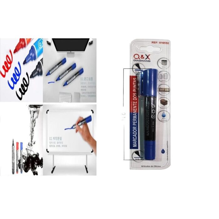 62956244 Marcador Permanente Dos Puntas Azul - Imagen 1