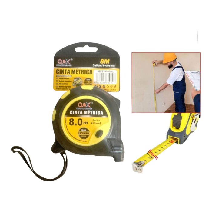Cinta M¨¦trica Amarilla Y Negra 8 Metros 25Mm-10S Con Cabezal Magn¨¦tico - Imagen 1