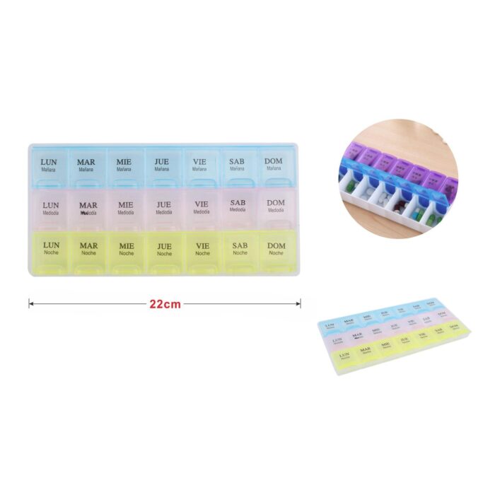 6aa73686-7049-4c51-92e5-fe378d22ccd4.jpg Pastillero Español 3 Filas 7 Compartimentos 22x10,8x2,2 - Imagen 3