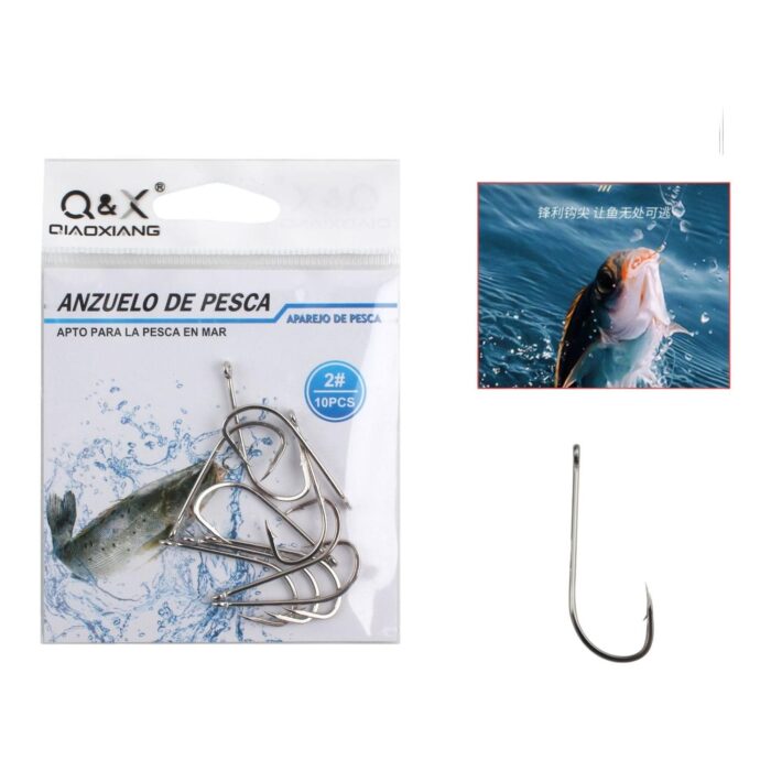 (Anzuelo) Backthorn White Hook 2# 10 Piezas - Imagen 1