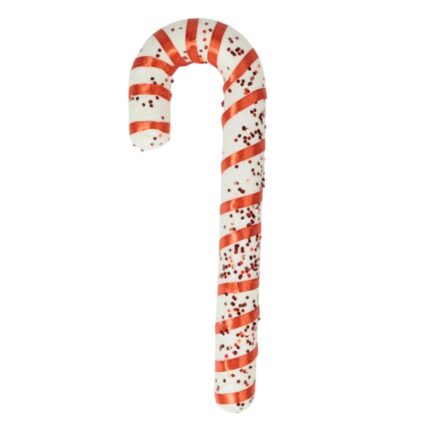 Bastón Simple Navideño Decorativo con Brillitos Rojos