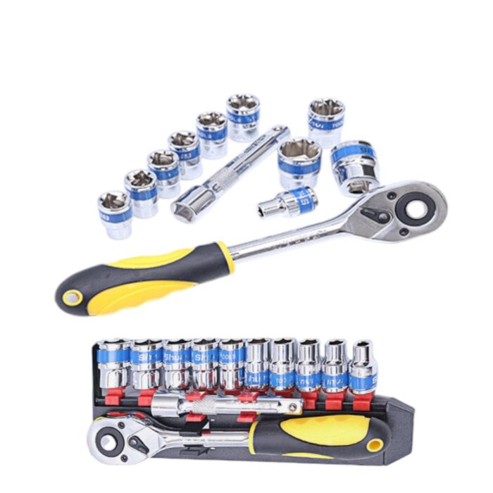 62345847 Juego De Llaves De Trinquete Con Fila De Plástico Hexagonal, Cinta Azul, 1/2, 12 Uds. - Imagen 1