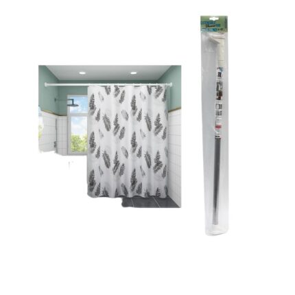 Barra De Cortina De Ducha Con Cabezal Cuadrado 110-200