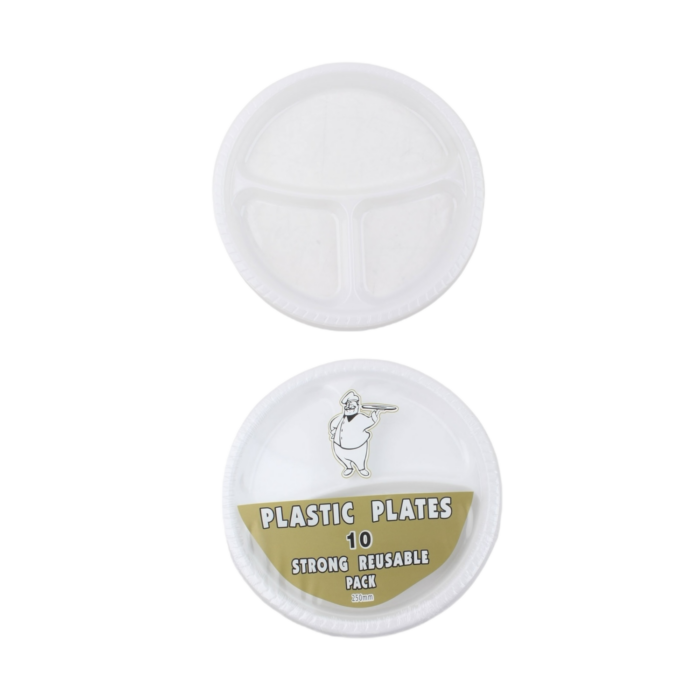 62403641 Plato Desechable Blanco Tres Division 25cm (10Pcs) - Imagen 2