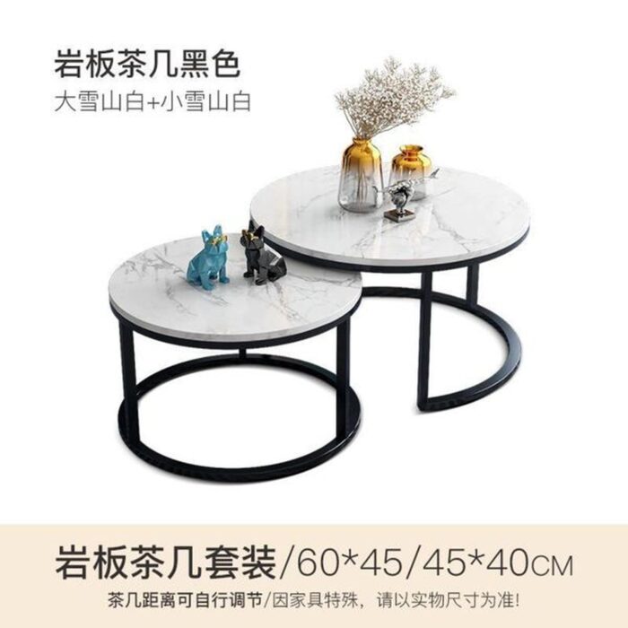 Mesa Doble de Centro Mármol Claro - Imagen 2