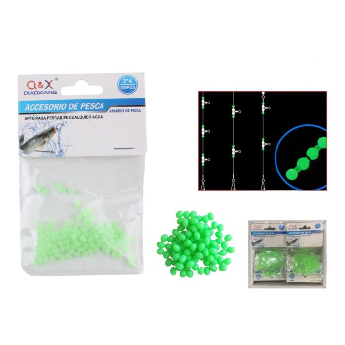 (Equipo De Pesca) Cuentas Luminosas Para Bloquear Frijoles 100Pcs 3*4 - Imagen 1