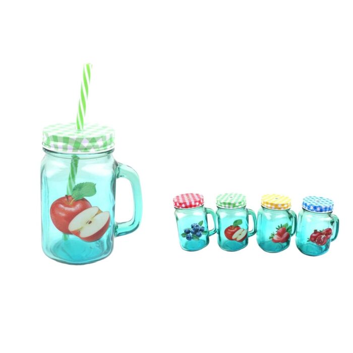 Mitad Spray Verde, Mitad Fruta No. 4 Tapa De Rejilla + Pajita 10,5(7,7)*13,4Cm/500Ml - Imagen 1