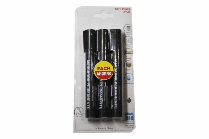 Pack de 3 marcadores permanente negro 3mm - Imagen 1