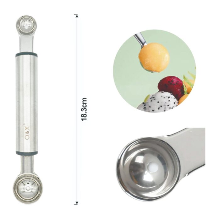 62704346 TXM29-112 Cucharita doble para esculpir frutas con mango ovalado 18.3X3CM - Imagen 3