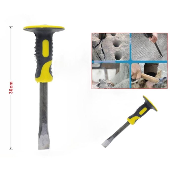 Cincel Plano Con Mango Bicolor De 300X18Mm, Mango Amarillo Y Negro - Imagen 1