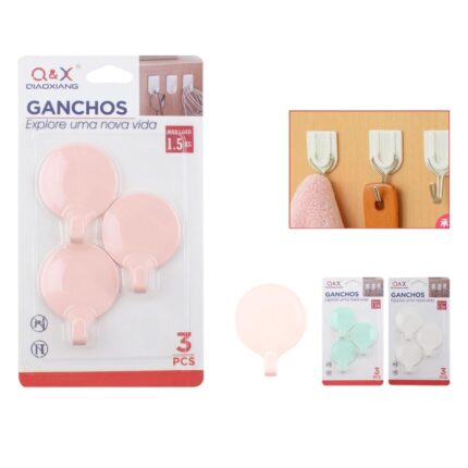 M-10927-N Gancho Adhesivo Pl¨¢stico Redondo X3