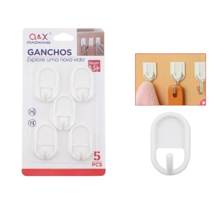 M-10986-N Gancho Adhesivo Ovalado Rectangular Pequeño X5 - Imagen 1