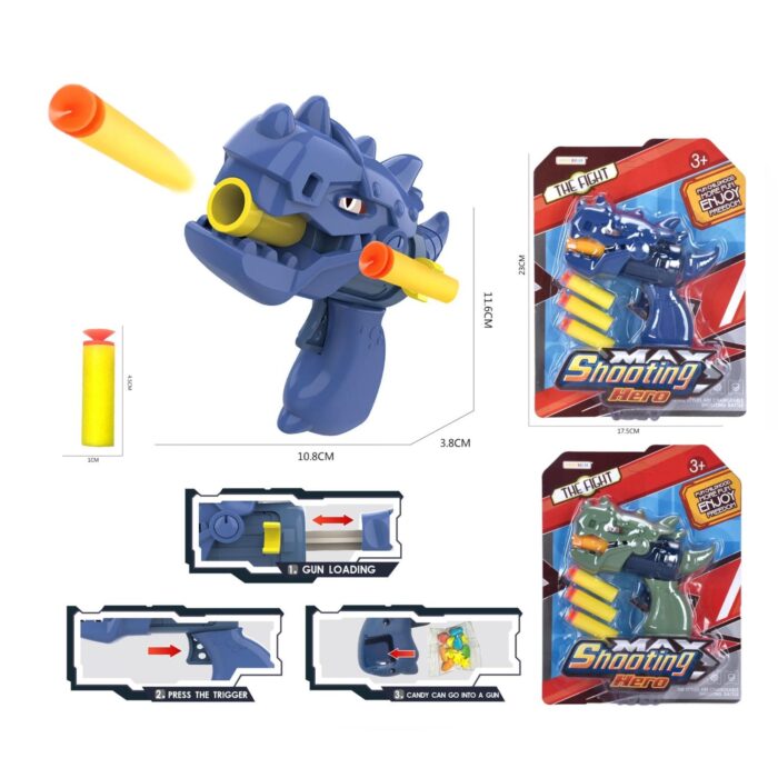 Set Una Pistola Lanza Tapon Dinosaurio Ni?os 3+ - Imagen 1