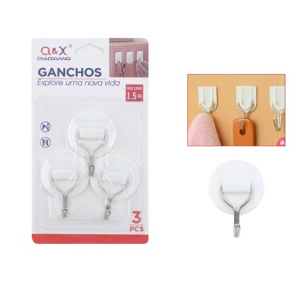 M-00410-N Gancho Adhesivo Redondo Paquete 3
