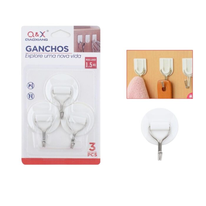 M-00410-N Gancho Adhesivo Redondo Paquete 3 - Imagen 1