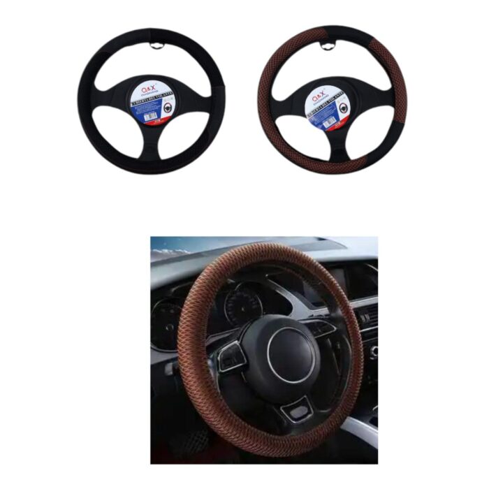 62704457 Funda de volante de auto en cuero y tejido de punto con diseño lunar - Imagen 1