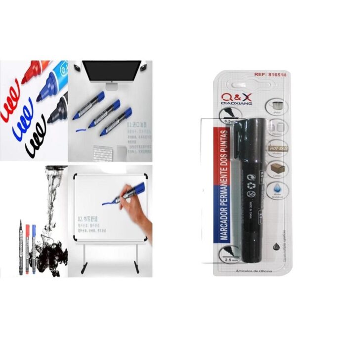 Marcador Permanente Dos Puntas Negro - Imagen 1