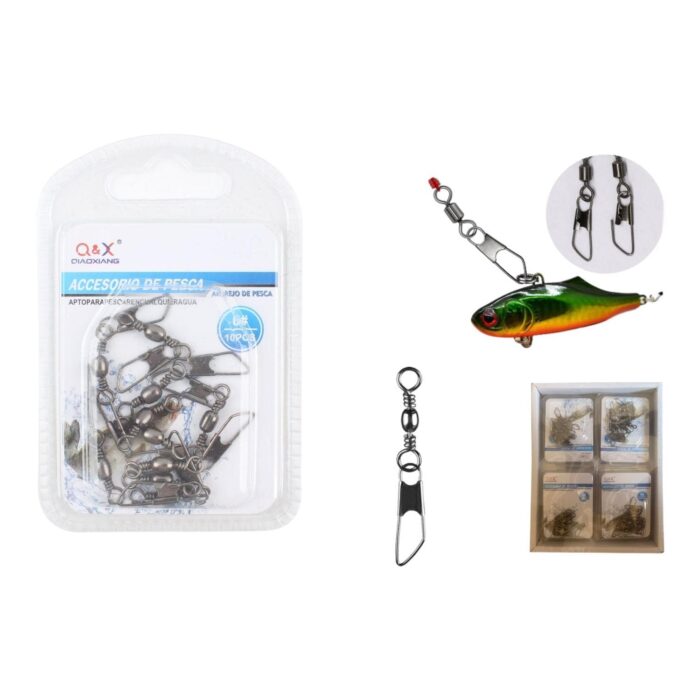 62354422 (Accesorios Para Aparejos De Pesca) 10 Piezas Giratorias Conformadas Negras + Pasador En Forma De A - Imagen 1
