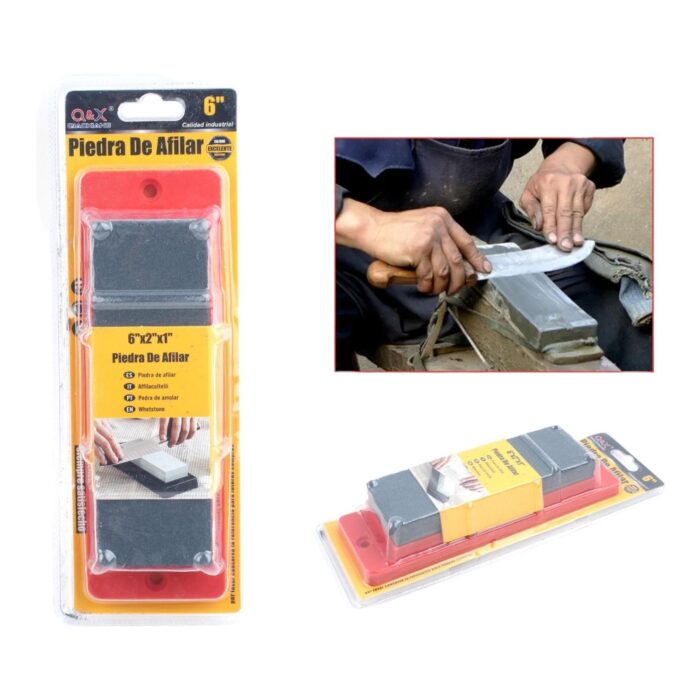 Piedra De Afilar Cuadrada De 6 Pulgadas (Con Estuche De Cuero) Calidad Regular - Imagen 1
