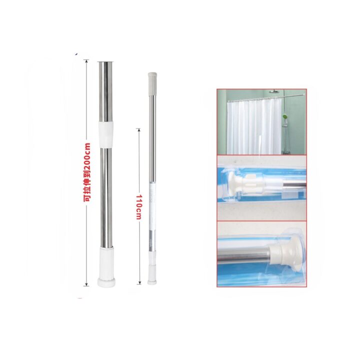 62340802 Barra de cortina de bano de acero inoxidable con cabezal grande 110-200 (caja de succión) - Imagen 2