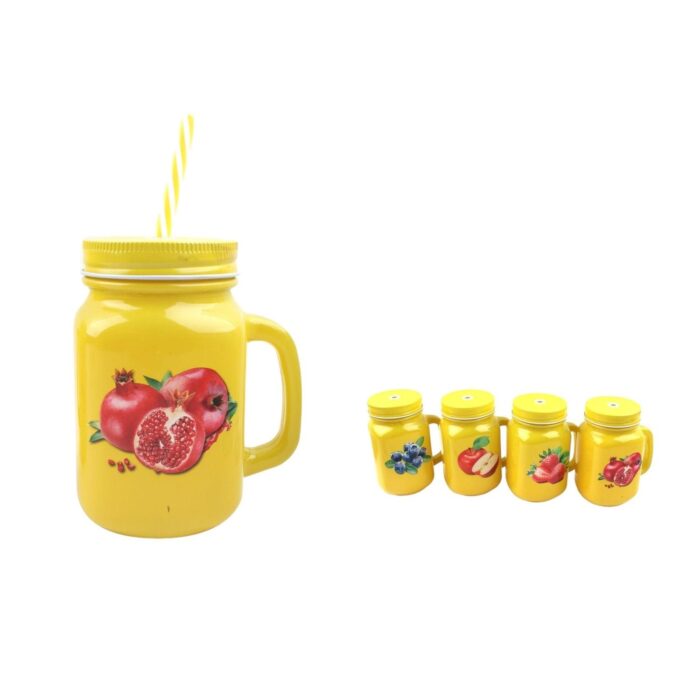 60370005 Media Fruta Amarilla N¡ã4 Gorro Negro + Pajita 10,5 (7,7)*13,4 Cm/500 Ml - Imagen 1