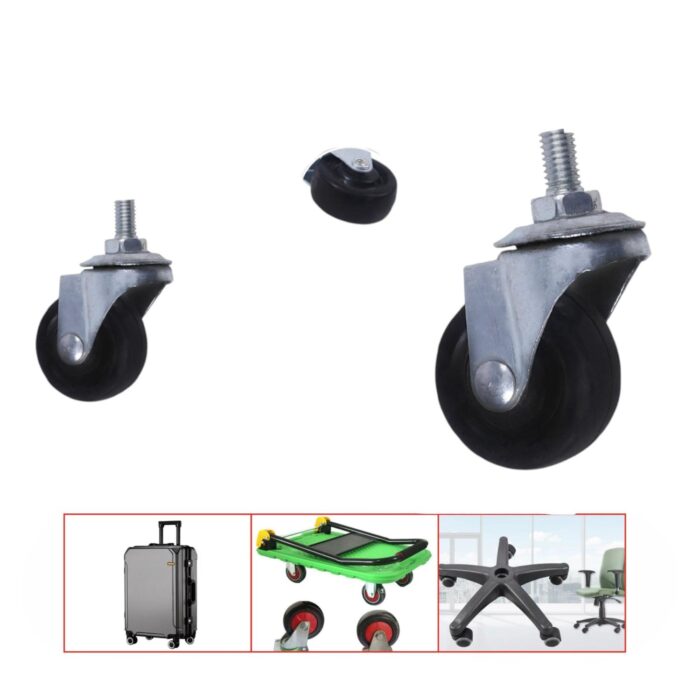 Rueda giratoria de goma industrial de 2.5 pulgadas con vástago de hierro M12*25 - Imagen 1