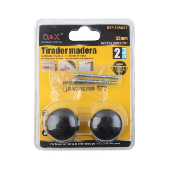 62701965 Mango Madera Maciza Negra 33Mm 2Pcs - Imagen 2