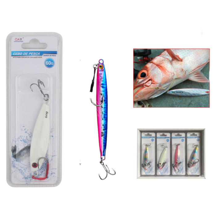 62351187 (Falso Cebo) Pez De Plomo 1004-60G Con Anzuelo De Tres Garras - Imagen 1