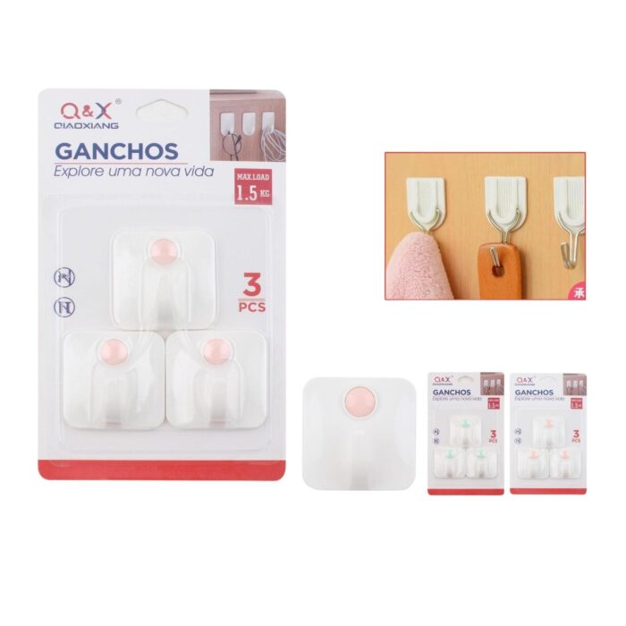 M-10975-N Gancho Adhesivo Pl¨¢stico Cuadrado Punto X3 - Imagen 1