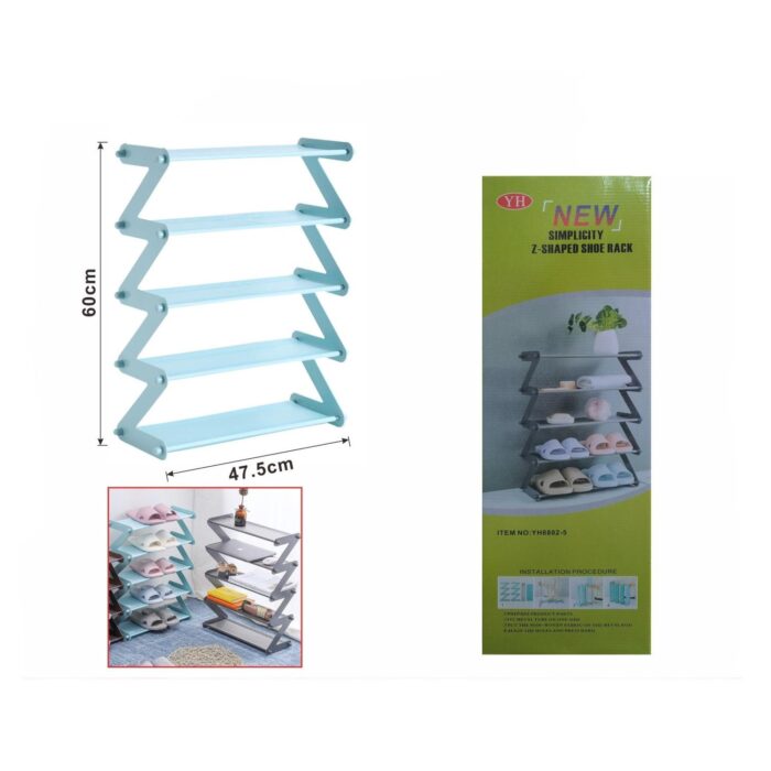 Yh8802-Zapatero En Forma De Z De 5 Capas (Tubo Galvanizado De 9,8 Mm) Yh8802-5 Capas Azul Claro/Rosa - Imagen 1