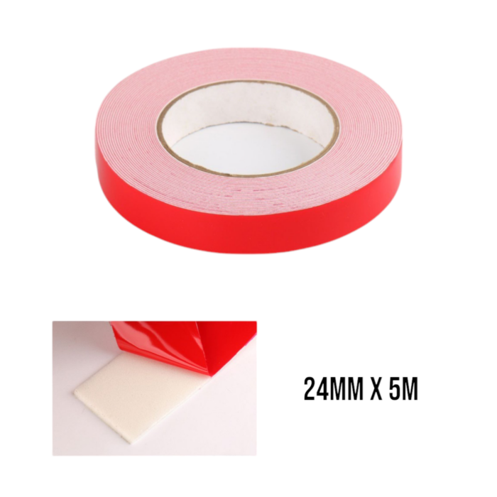 Cinta automotriz de espuma 2.4cm x 5m con base roja - Imagen 1