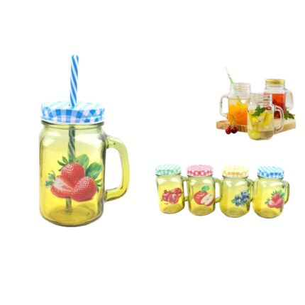 Mitad Spray Amarillo, Mitad Fruta No. 4 Tapa De Rejilla + Pajita 10,5 (7,7)*13,4 Cm/500 Ml