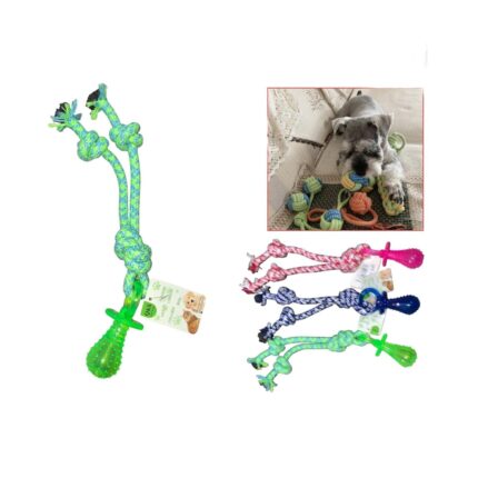 A3628-Peque?o Chupete De Cuerda De Hilo Para Mascotas De Tres Nudos