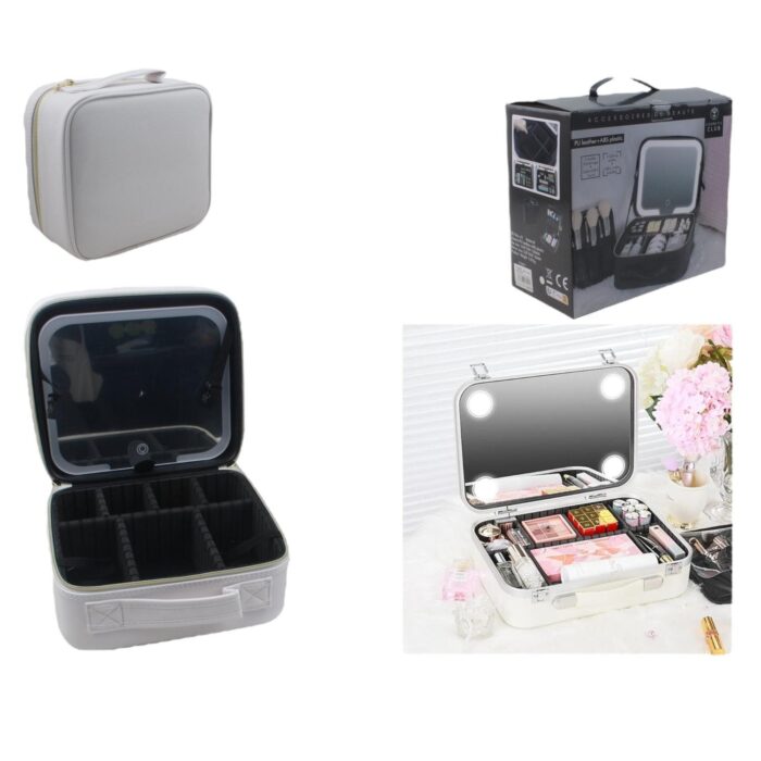 Espejo Con Luz Para Equipaje, Blanco Y Negro Rosa - Imagen 1