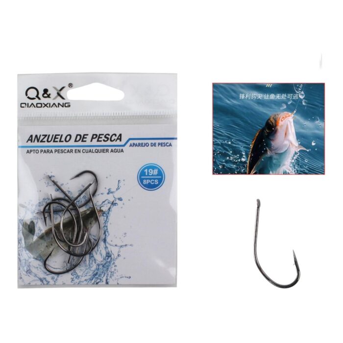 Anzuelo De Pesca Maruyo Ring 19# 8Pcs (Niquel Negro) - Imagen 1