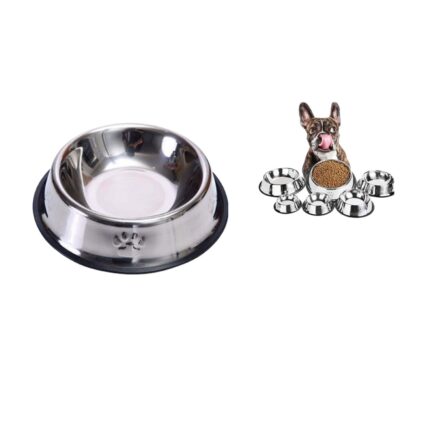 Cuenco Para Perros Huella De Acero Inoxidable 22Cm