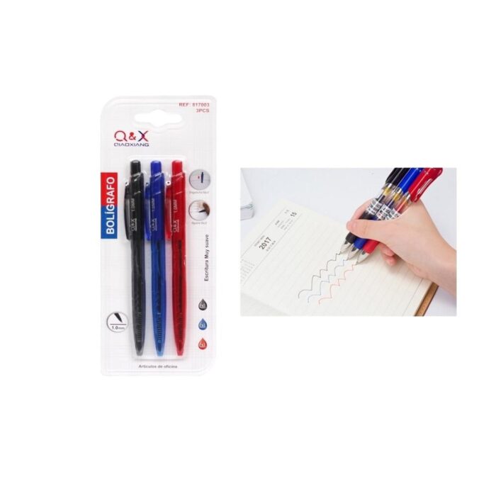 62334109 2920-3 Bol¨ªgrafo Simple Con Prensa De Succi¨®n Completa, 1,0Mm, 3 Uds., Rojo, Azul Y Negro - Imagen 1