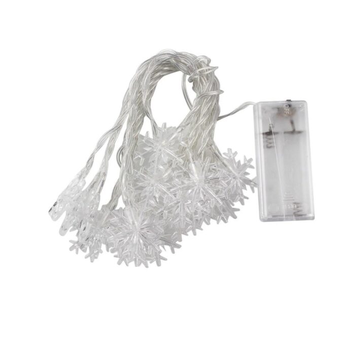 2 Pilas Cable Transparente De Larga Duraci¨®n 4 Metros 20 Luces M¨¢s Luz Blanca Copo De Nieve - Imagen 1