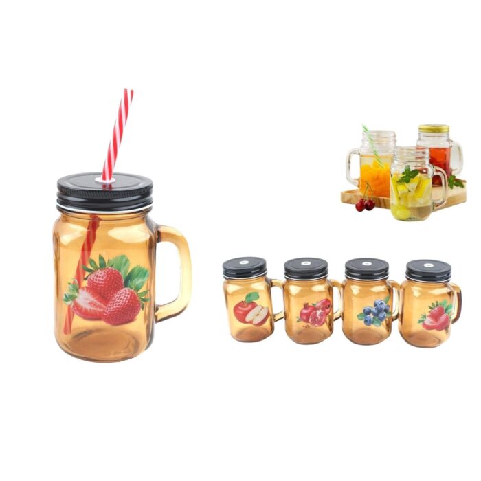 Media Fruta Marr¨®n Transparente N¡ã4 Tapa De Agujero + Pajita 10,5 (7,7)*13,4 Cm/500 Ml - Imagen 1