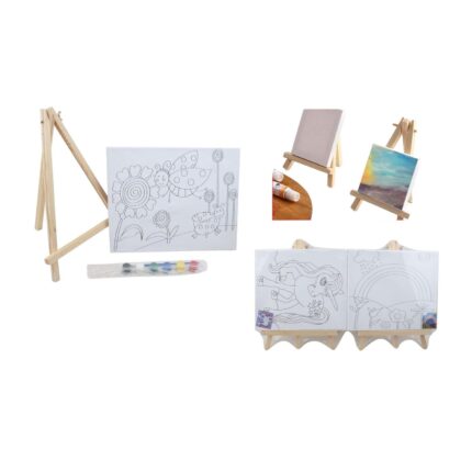 Marco Lienzo Linea + 6 Pinturas Siamesas + 1 Pincel + Caballete 24*30