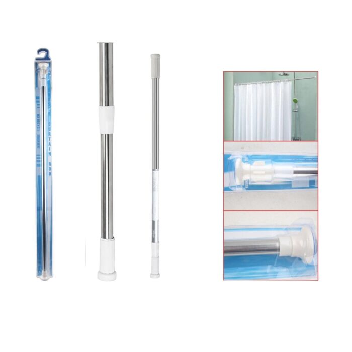 Barra De Cortina De Ducha Con Cabezal Redondo Grande, Acero Inoxidable, 140-260 - Imagen 1