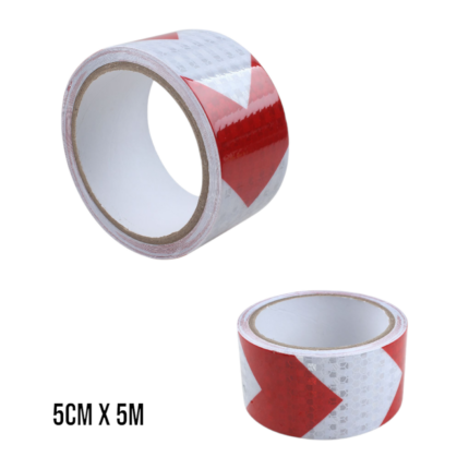 Cinta reflectante roja y blanca 5cm x 5m