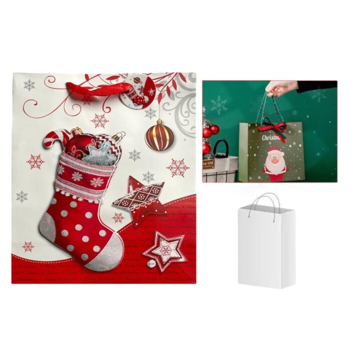 2868 Bolsa De Regalo Tridimensional Navide?a Tama?o Mediano - Imagen 1